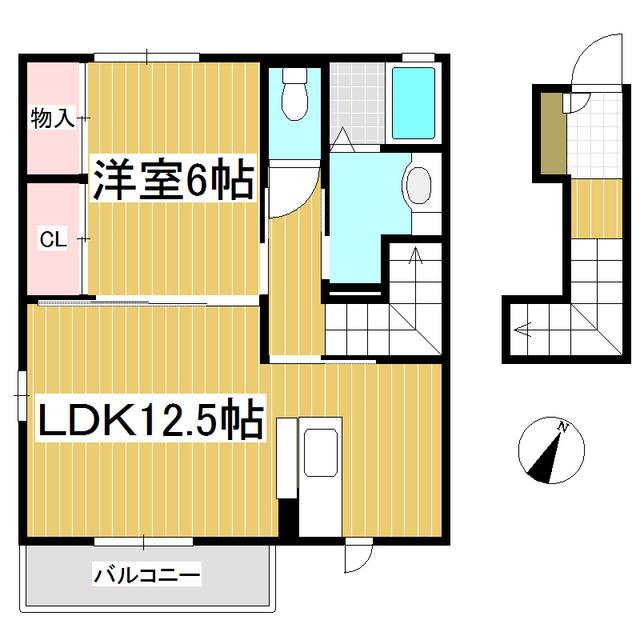 プランドールA(1LDK/2階)の間取り写真