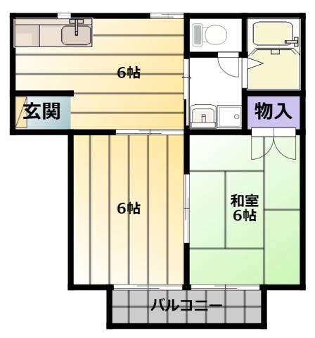 セルラヴィーヌ(2DK/2階)の間取り写真