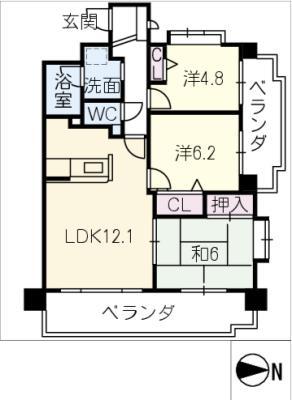 ライオンズマンション豊田美里(3LDK/6階)の間取り写真