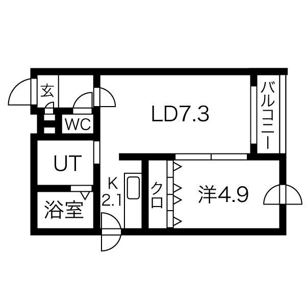 ディスティニーII(1LDK/5階)の間取り写真