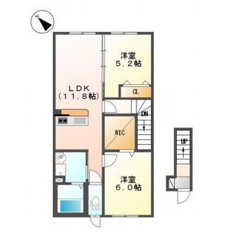 CRECIA(2LDK/2階)の間取り写真