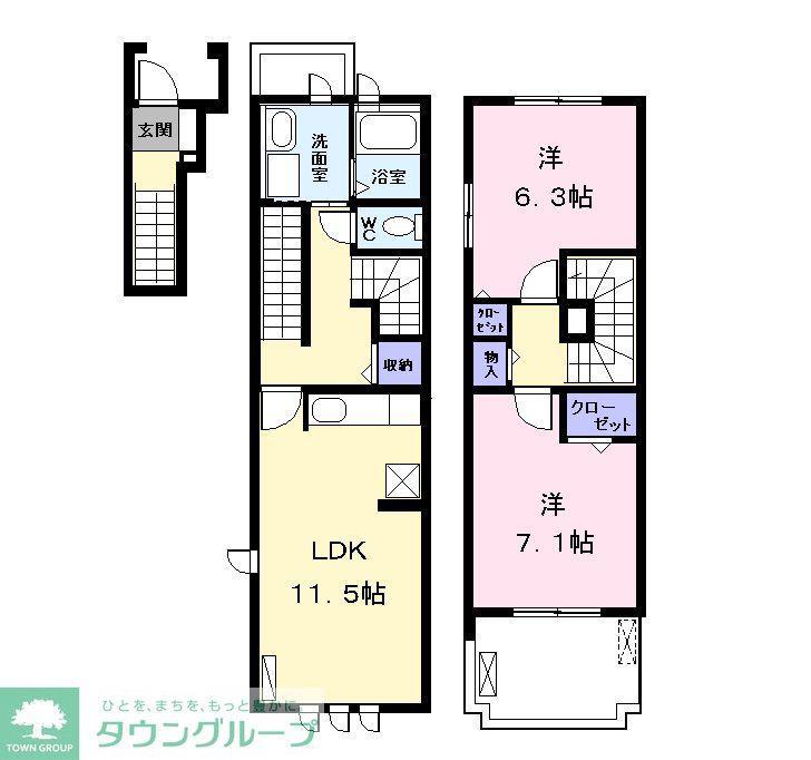 セントグレイス(2LDK/2階)の間取り写真
