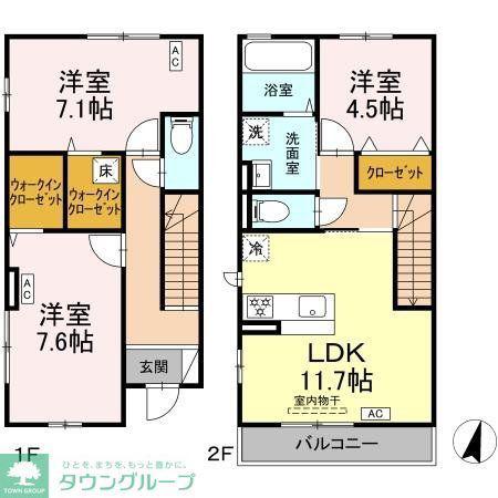エルデガーデン II号館(3LDK/1階)の間取り写真
