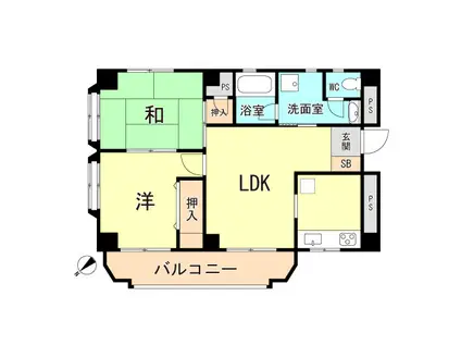 芦屋川アーバンライフ(2LDK/1階)の間取り写真