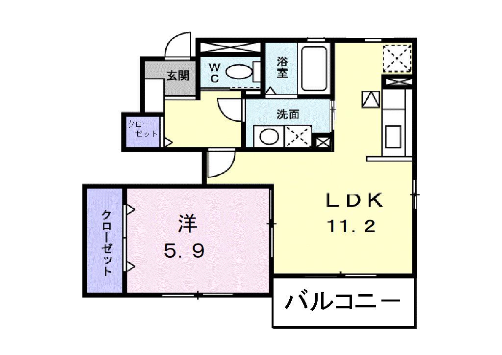 ドゥメゾンC(1LDK/1階)の間取り写真