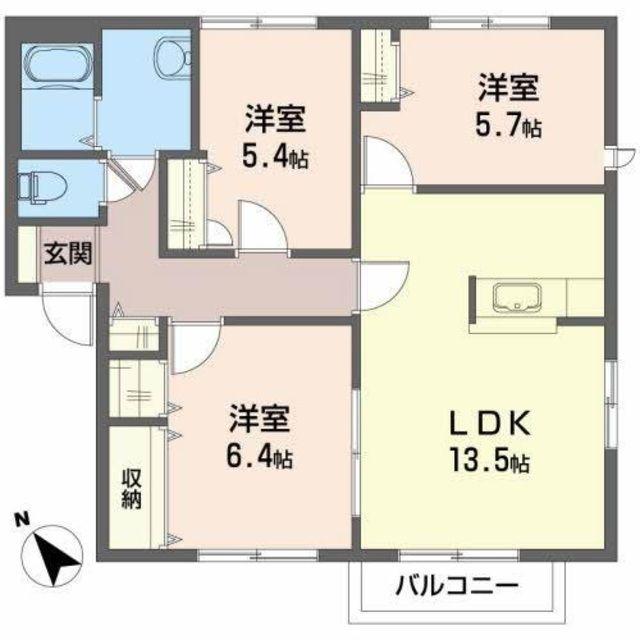 フルライフガーデンA(3LDK/2階)の間取り写真