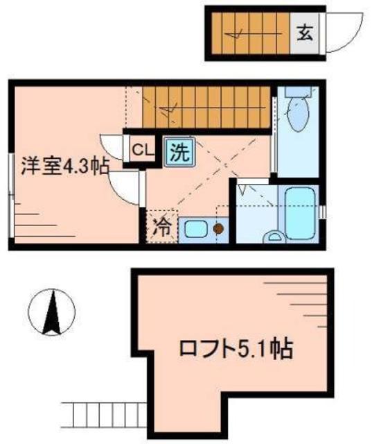 マイ ショコラ(1K/2階)の間取り写真
