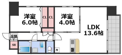 スプランディッドあびこ駅前(2LDK/12階)の間取り写真