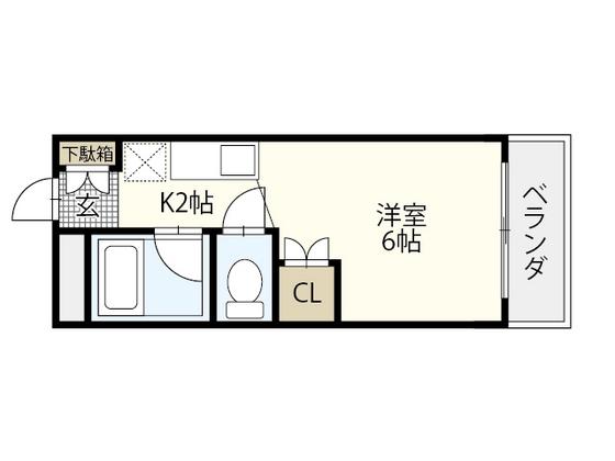 B-RESIDENCE古市(1K/1階)の間取り写真