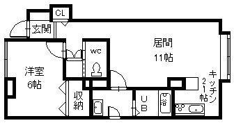 ＪＲ函館本線 旭川駅 徒歩19分 5階建 築19年(1LDK/4階)の間取り写真