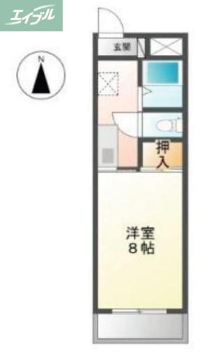 サークルS(1K/2階)の間取り写真