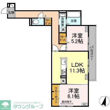 オードリーコート(2LDK/2階)の間取り写真