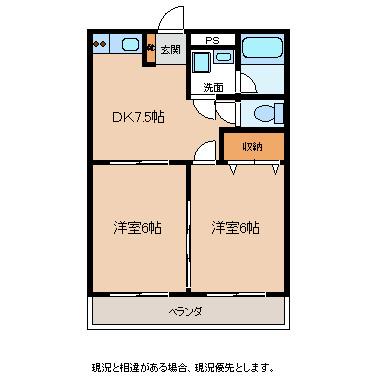 マイティプラザIII(2DK/3階)の間取り写真