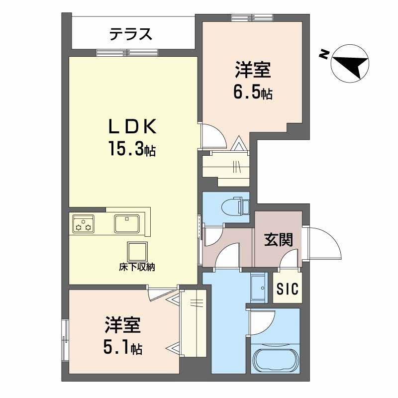 シャーメゾン ルミエール(2LDK/1階)の間取り写真