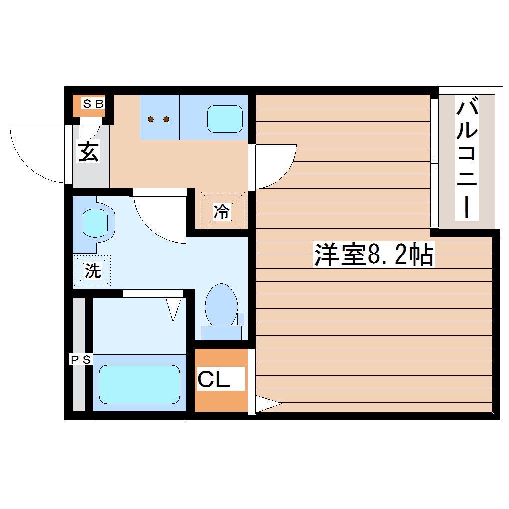 カハラ五輪(1K/2階)の間取り写真