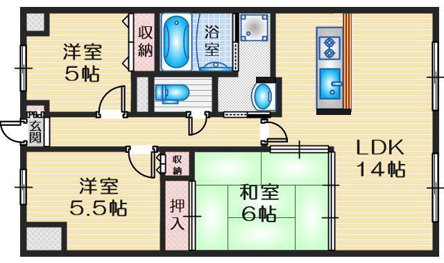 アルティジア・レジデンス緑地(3LDK/5階)の間取り写真