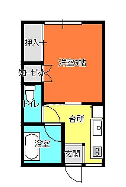 YKハイツ(1K/1階)の間取り写真