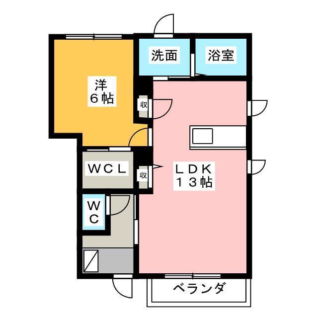 ディアコート・F A棟(1LDK/1階)の間取り写真