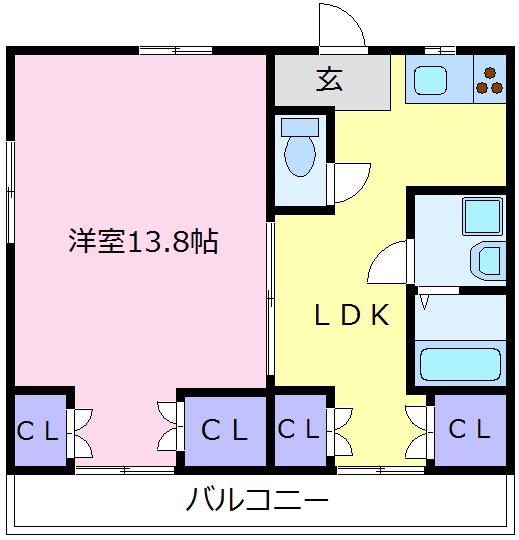 酒谷ハウス(1LDK/1階)の間取り写真