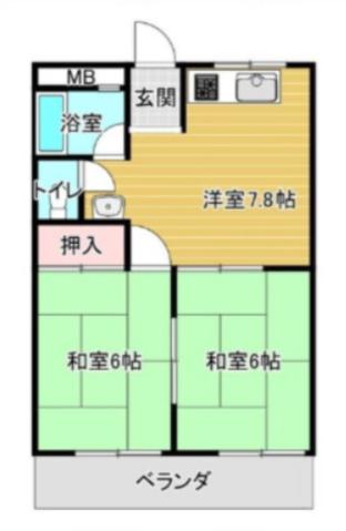 第2リバーサイド清水(2DK/2階)の間取り写真