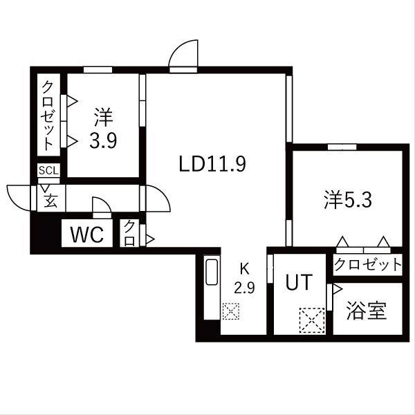 YORI N22(2LDK/1階)の間取り写真