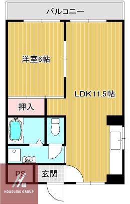阪口ハイツ(1LDK/4階)の間取り写真