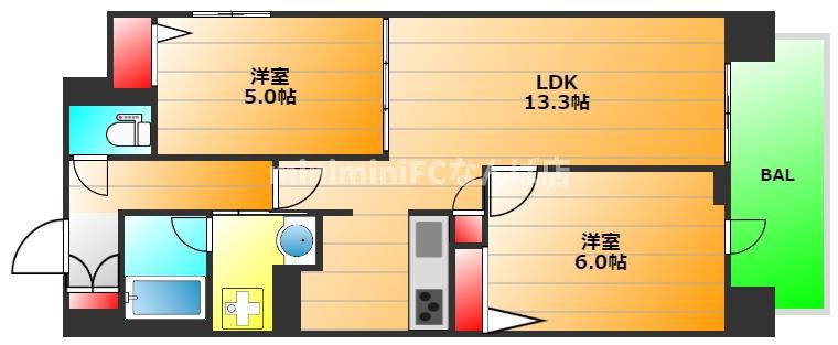IBCレジデンス イースト (2LDK/8階)の間取り写真