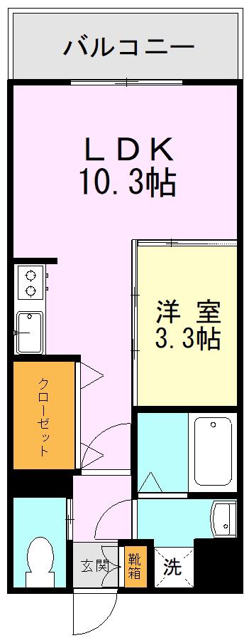 ラフレシーサ水前寺(1LDK/5階)の間取り写真