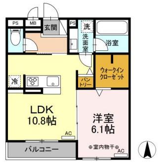 ADVANCE(1LDK/1階)の間取り写真