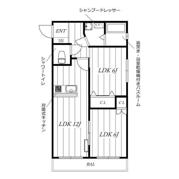 光陽ビル(2LDK/2階)の間取り写真