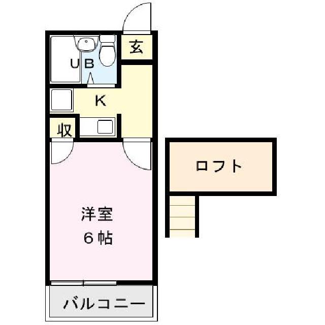 アリス行田第1(1K/1階)の間取り写真