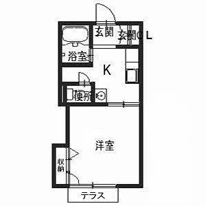 サンメイトA(1K/1階)の間取り写真