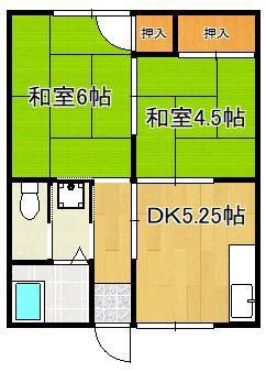コーポ青葉(2DK/1階)の間取り写真