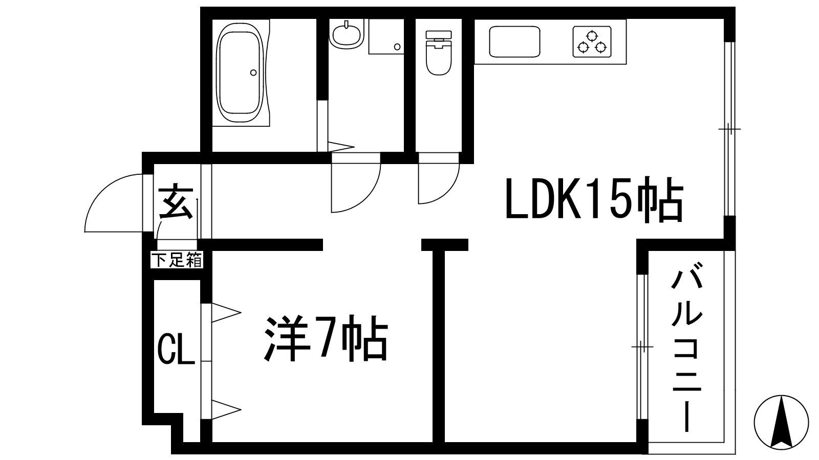 シャンボール滝川(1LDK/2階)の間取り写真