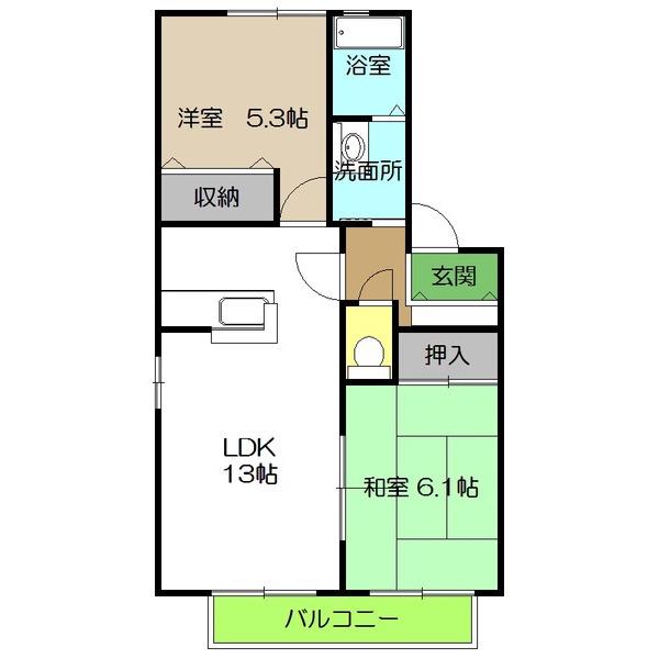 クレール林崎 B棟(2LDK/2階)の間取り写真