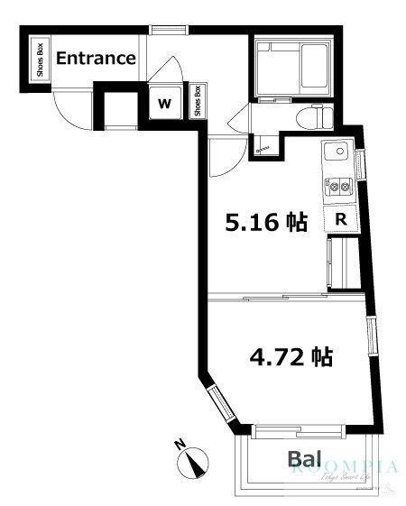 PATIO西新宿(1DK/5階)の間取り写真