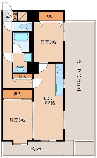 ライオンズマンション長町(2LDK/6階)の間取り写真