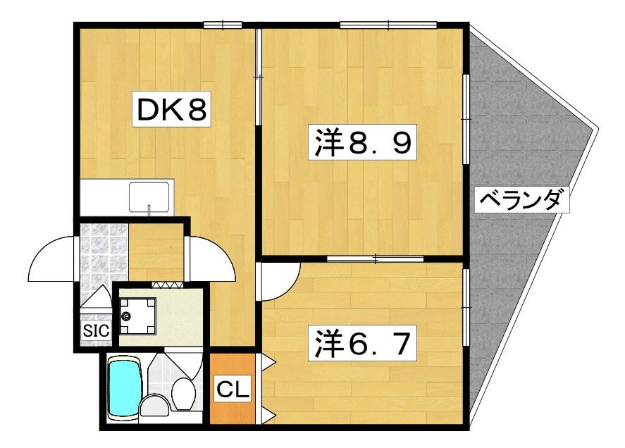 イーストヒルズ東香里(2DK/4階)の間取り写真