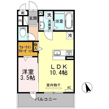 シュエット(1LDK/3階)の間取り写真