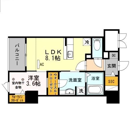 アガティス東静岡(1LDK/7階)の間取り写真