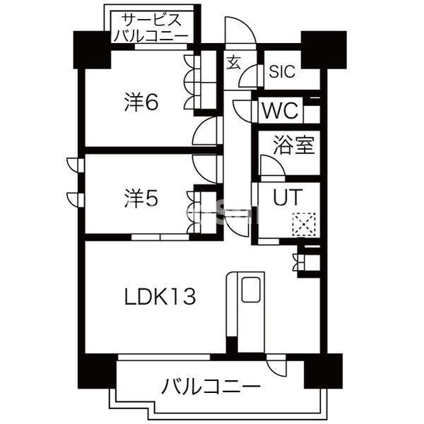 SK RESIDENCES SHINSAIBASHI 旧 SK RE(2LDK/6階)の間取り写真