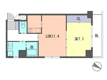 レジデンス住吉(1LDK/7階)の間取り写真