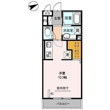 ARPAGE(ワンルーム/3階)の間取り写真