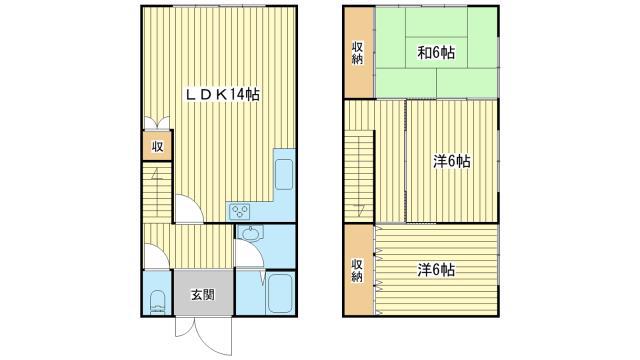 ハウス稲文II(3LDK/2階)の間取り写真