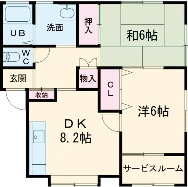 クレベール(2DK/1階)の間取り写真