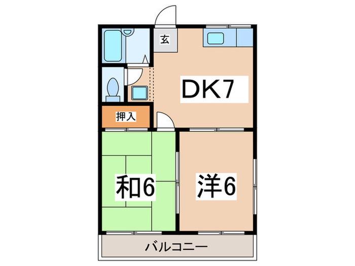 サンハイツ(2DK/2階)の間取り写真