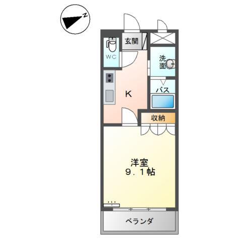 スプラッシュ(1K/1階)の間取り写真
