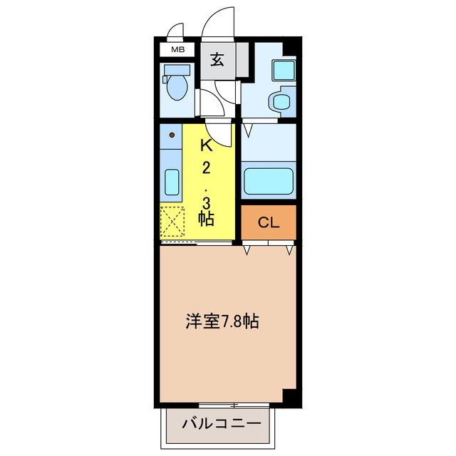 ツァール アインス(1K/1階)の間取り写真