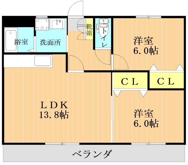 GRANDER(2LDK/1階)の間取り写真