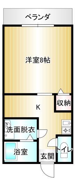 ライフステージ川津(1DK/2階)の間取り写真